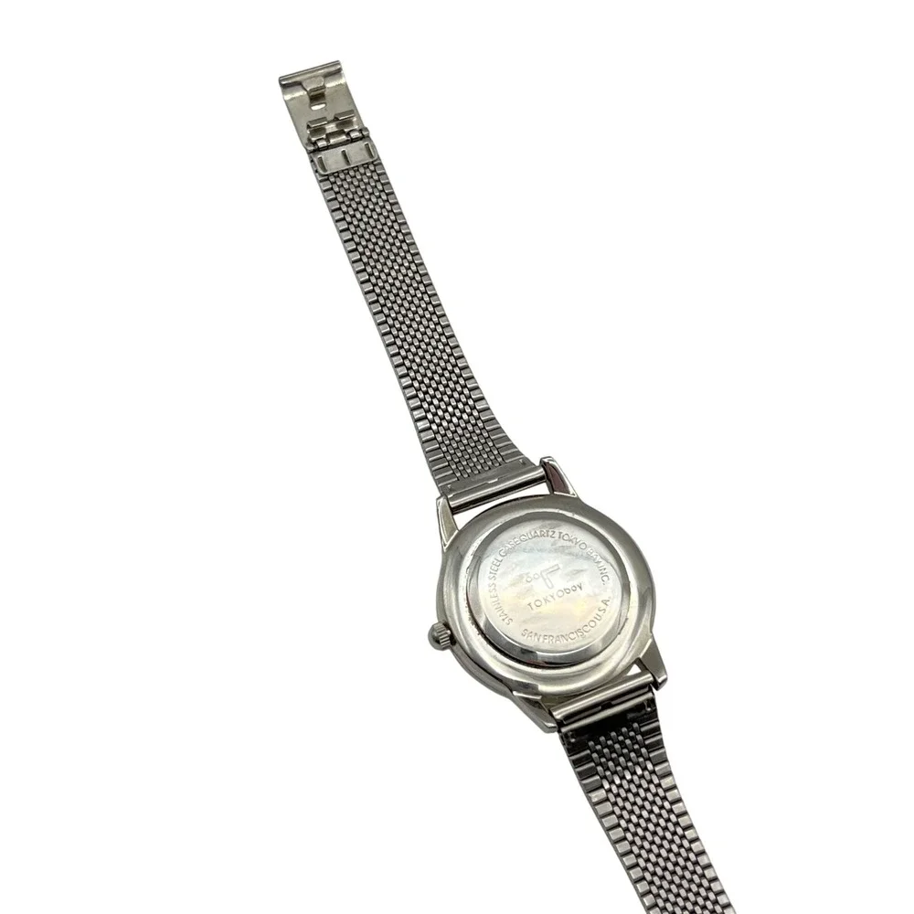 TOKYObay Silver Mesh Watch‎ Yellow Sunray Dial Stainless Steel Analog Quartz